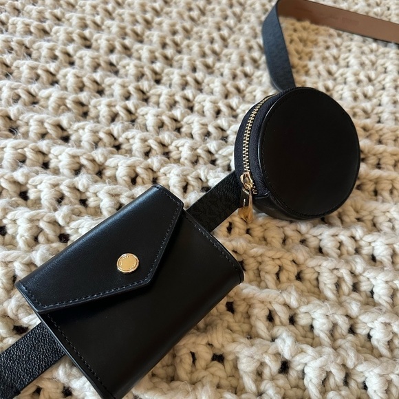 belt Michael Kors Black Double Pouch Fanny Pack Belt Bag NWT - Picture 7 of 16